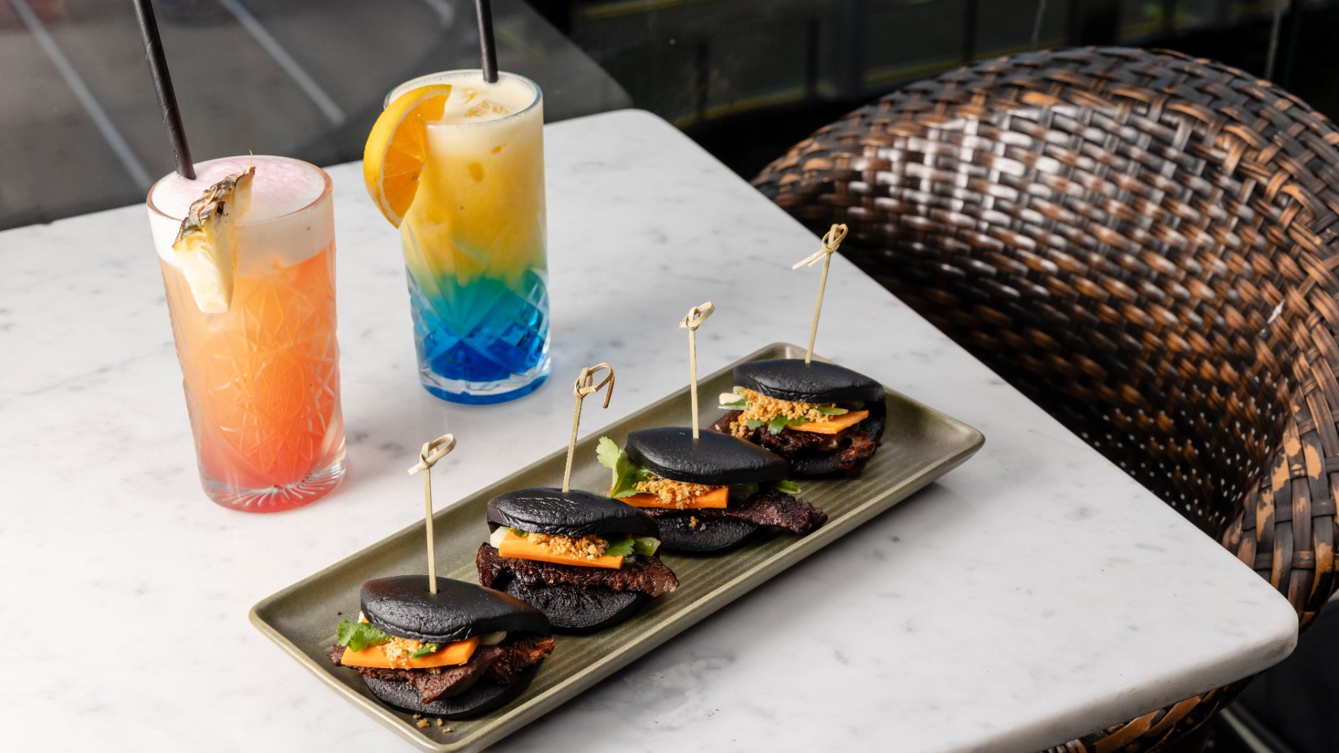 cocktails and bao steak buns at Navala. barsafari_dinebne2026_navala_7