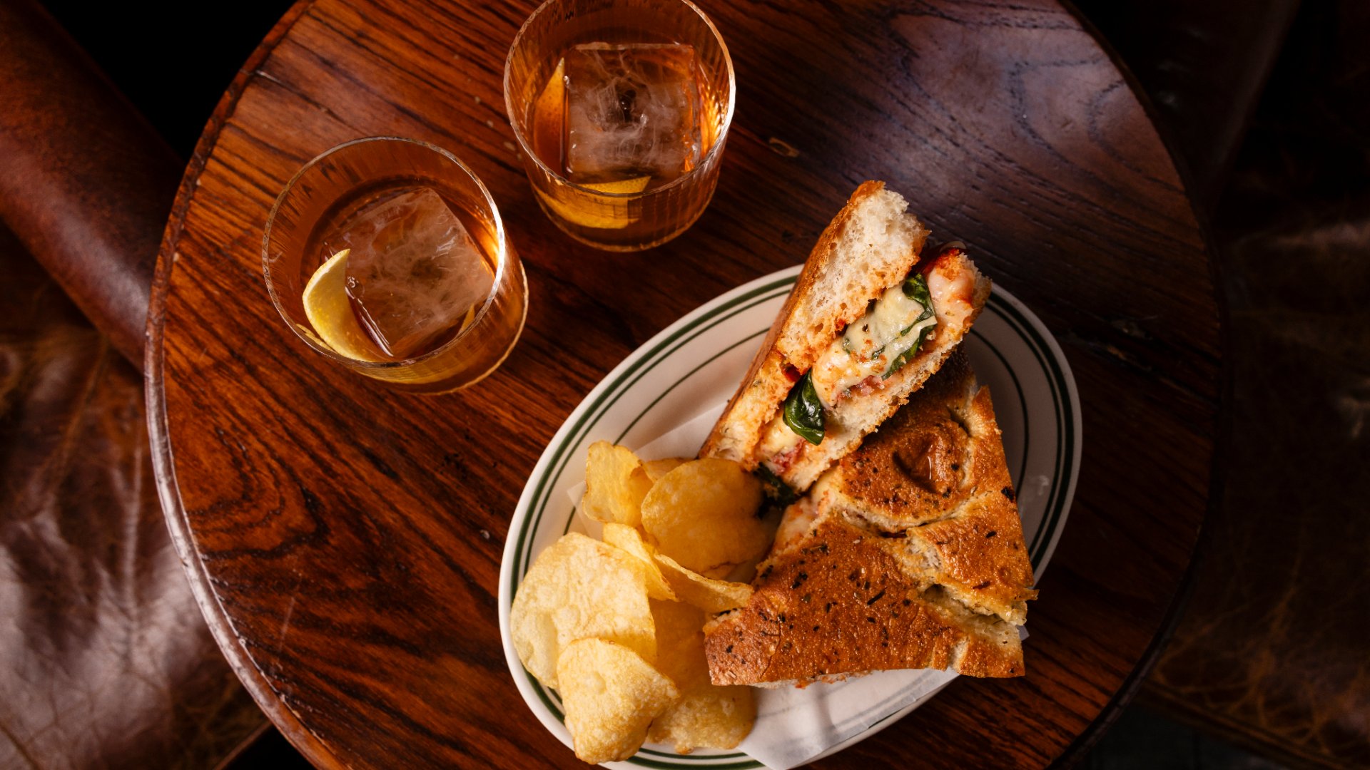 the gresham bar safari old fashioned and sandwhich