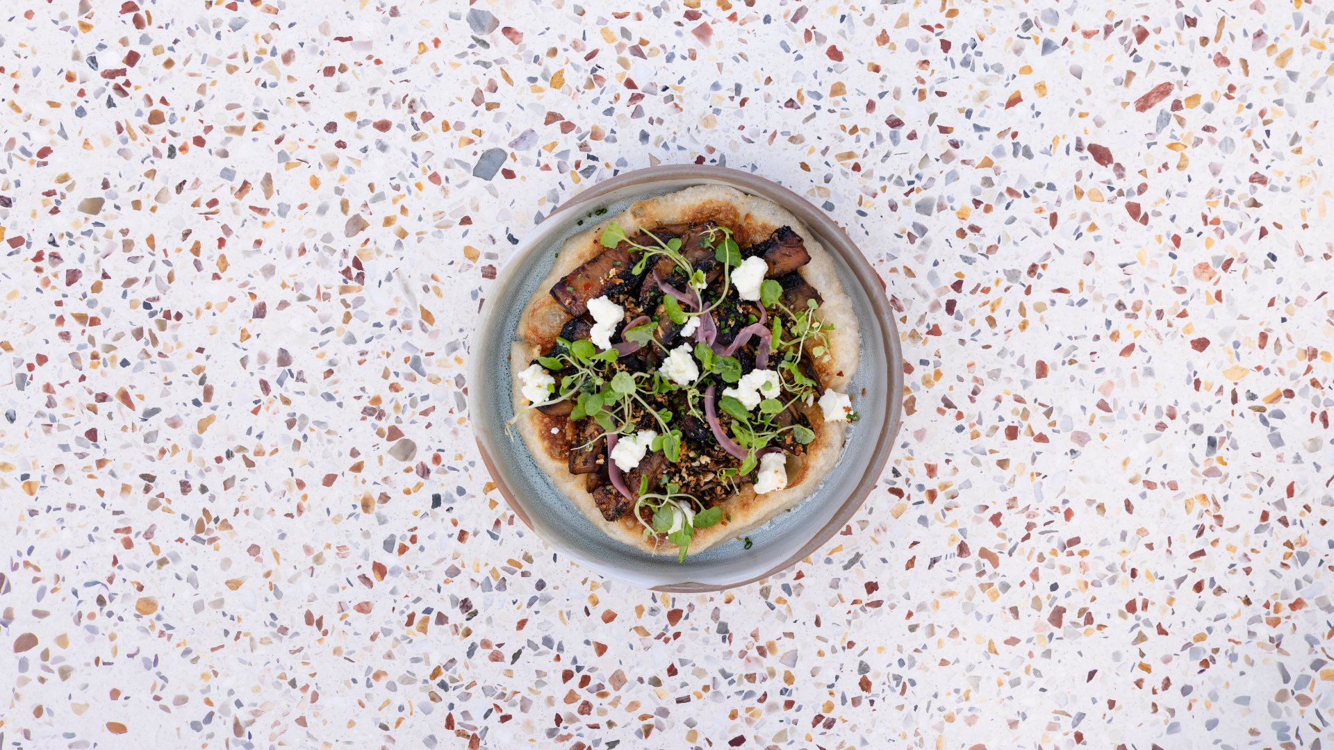 mushroom pizza at Babblers. morningedition_dinebne2026_babblers_1